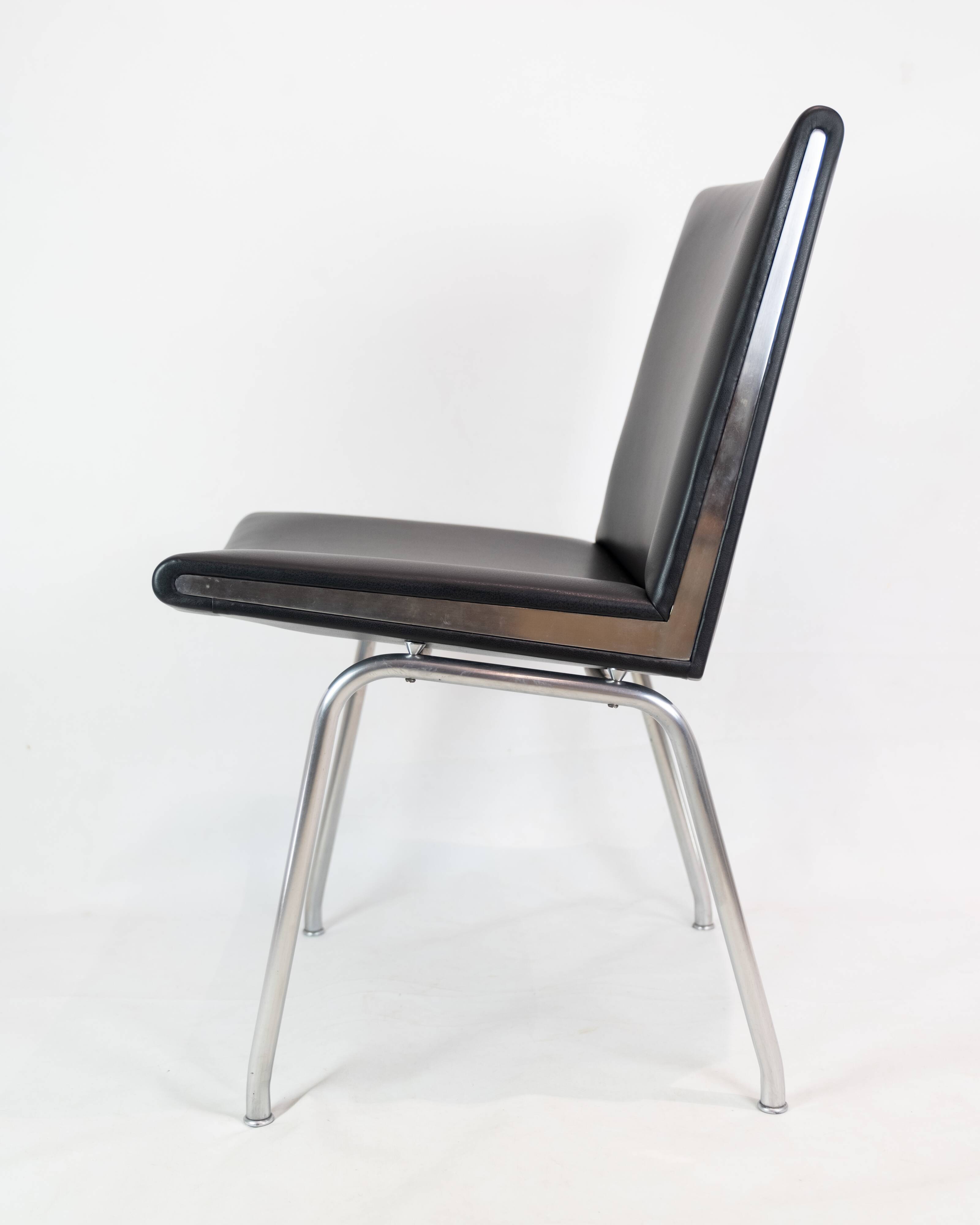 Kastrup chairs  In Black leather, Model CH401 By Hans J. Wegner  Made By Carl Hansen & Søn