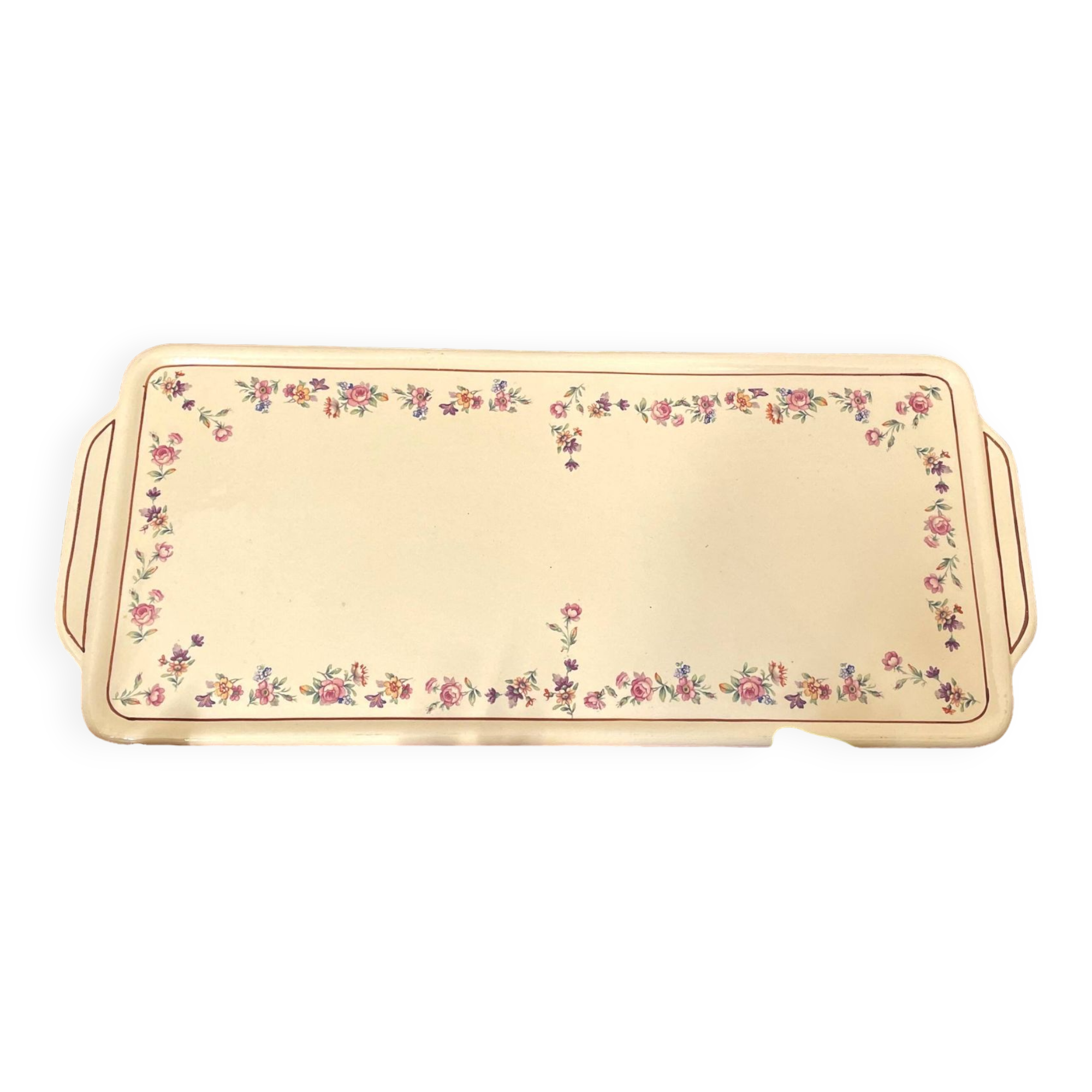 Pretty old earthenware cake dish from badonviller