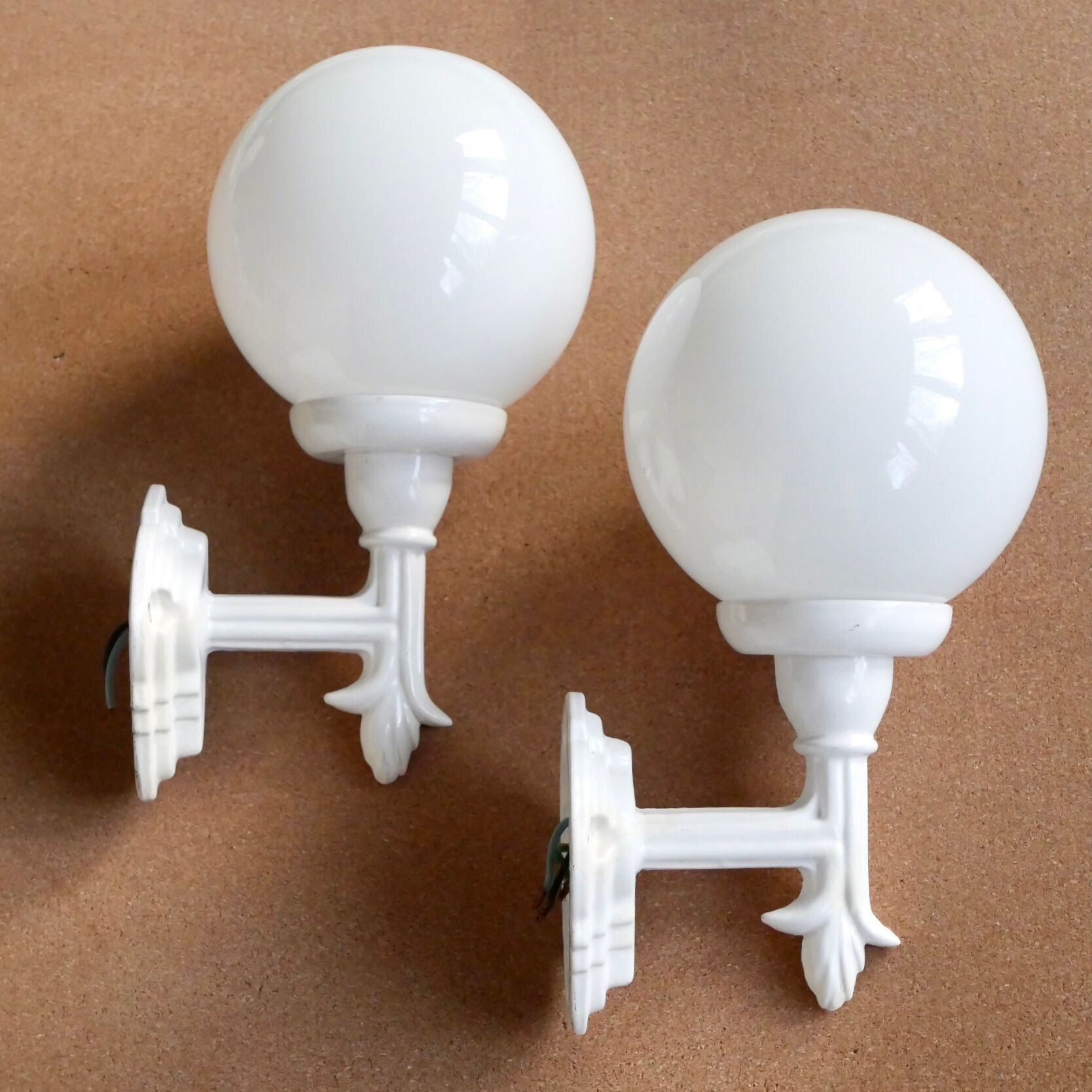Pair of Art Deco porcelain wall lamps