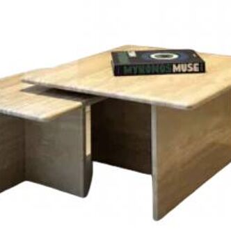 Square nesting table 100% TRAVERTIN