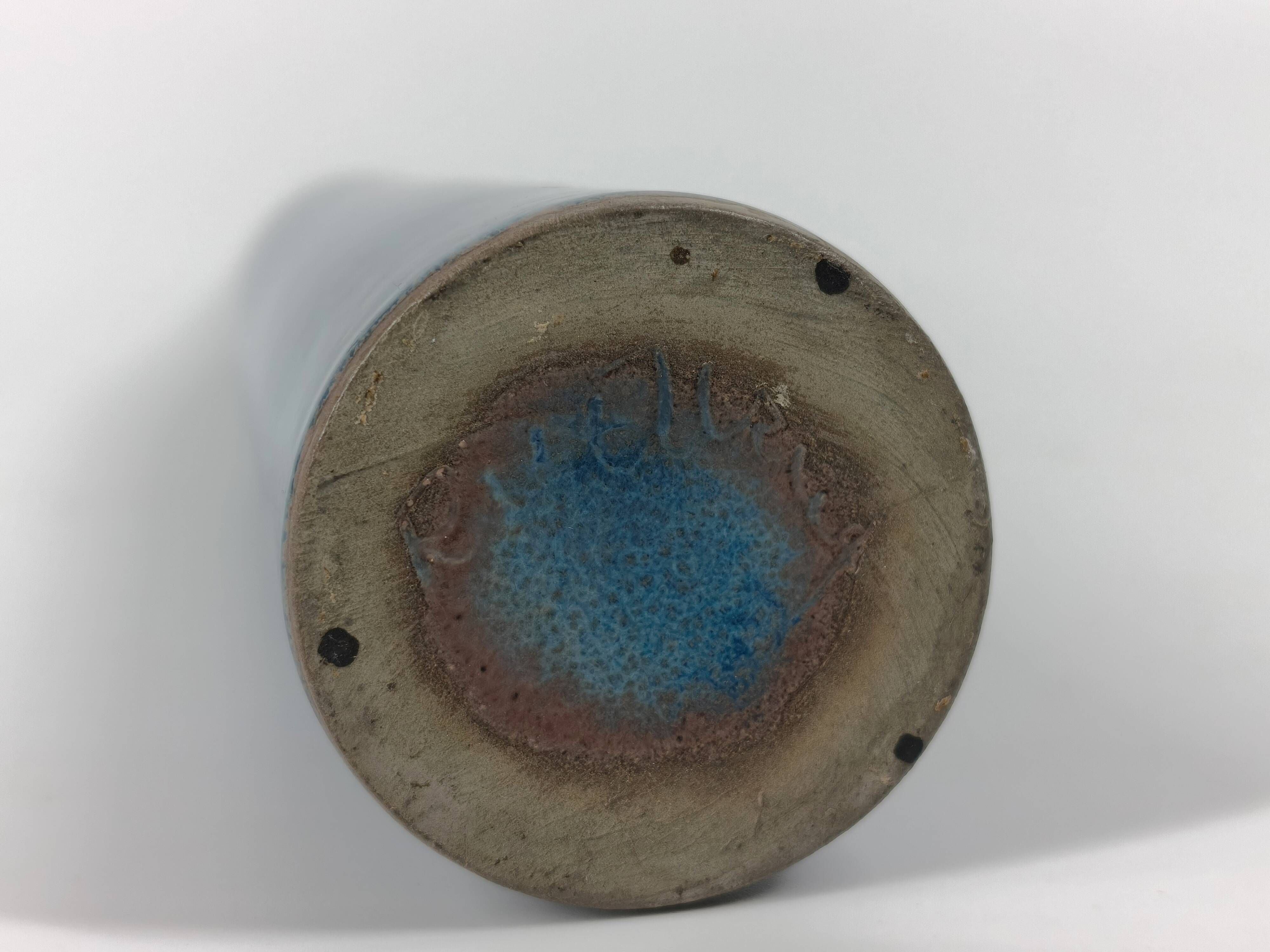Large bottle vase in blue speckled glazed stoneware – Jacques & Dani Ruelland