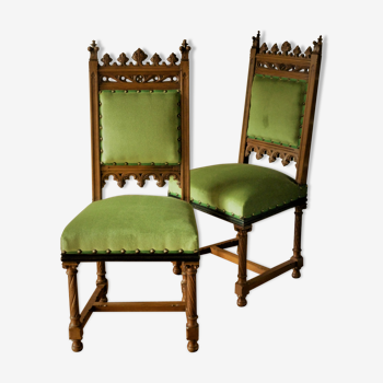 Paire de chaises néo-gothiques du XIXème siècle
