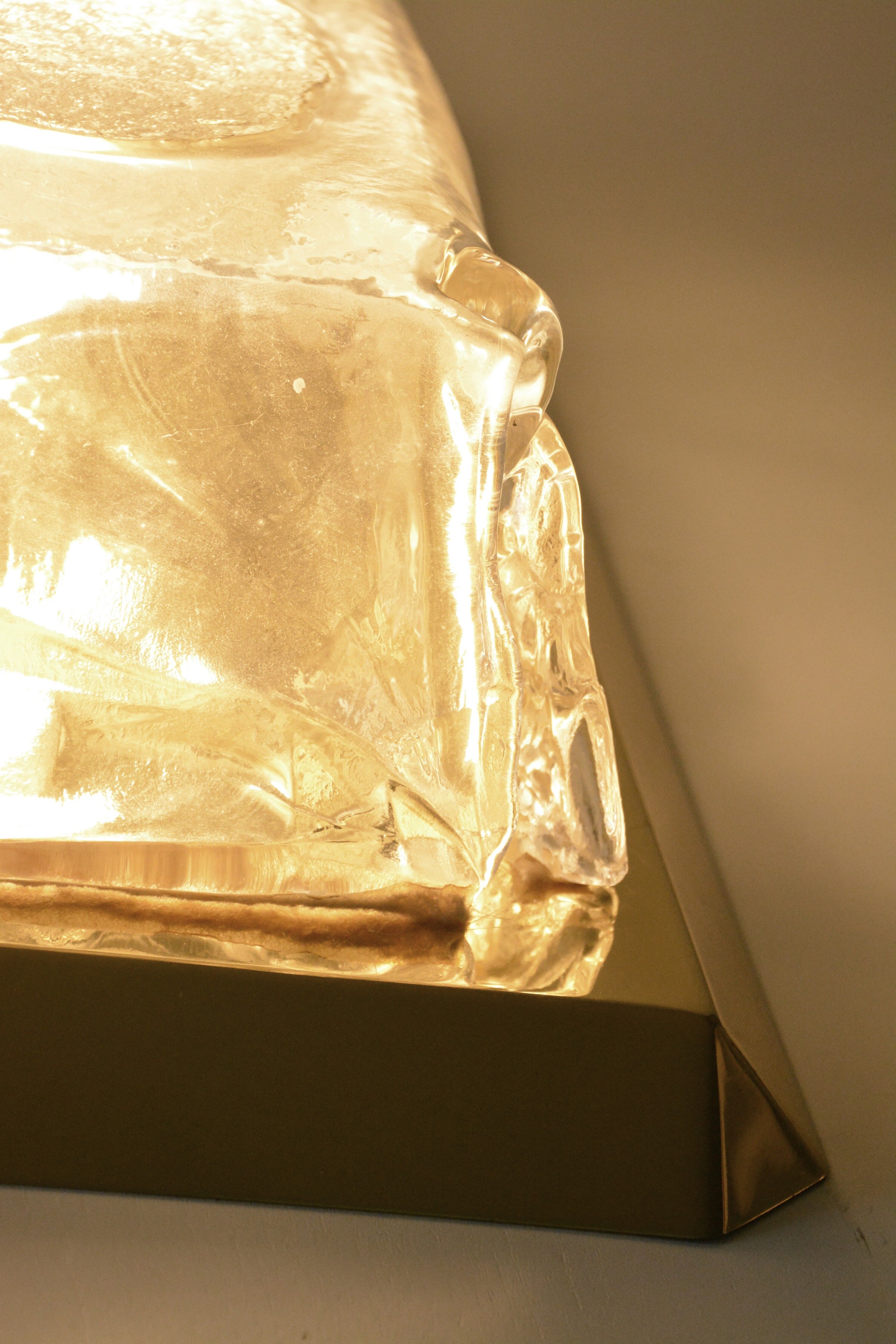 Large Kalmar flushmount, Murano ice glass 70s