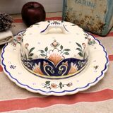 Camembert dish or butter dish in Rouen earthenware