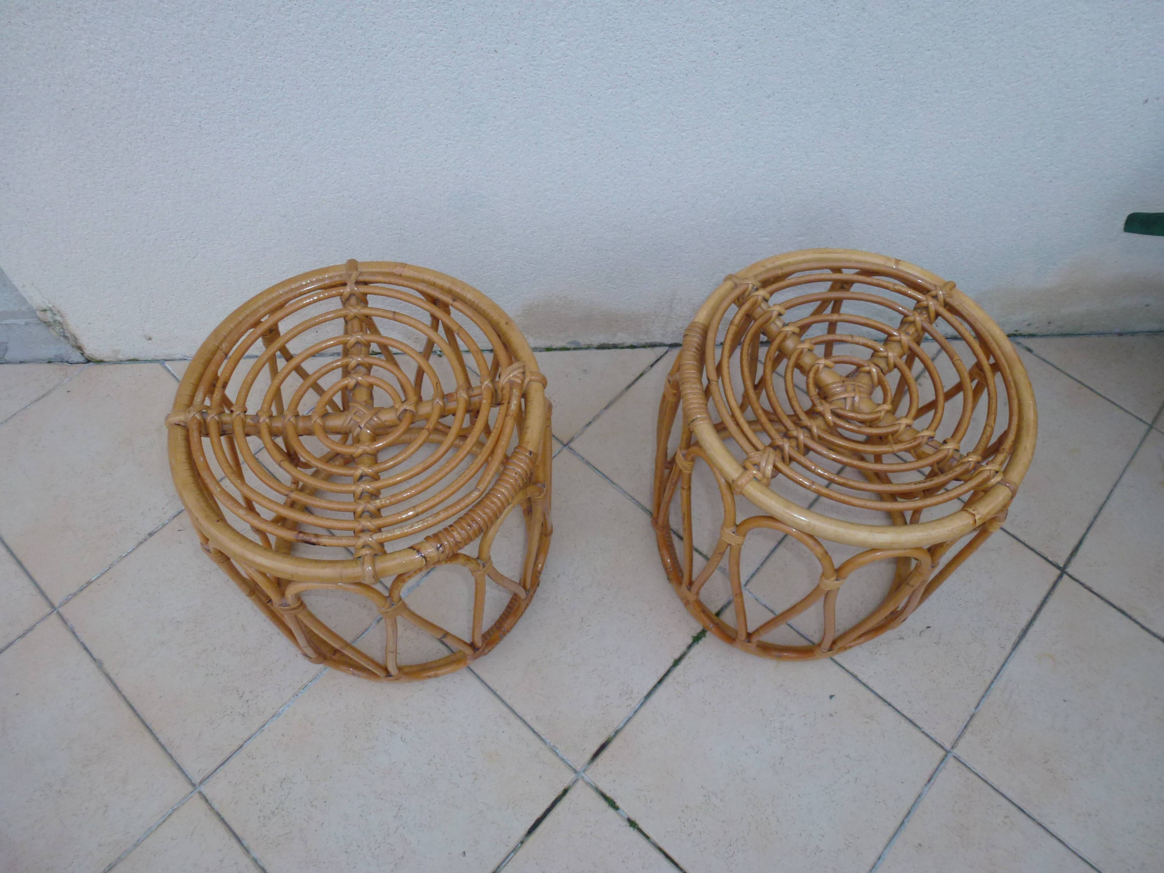 Poufs in rattan