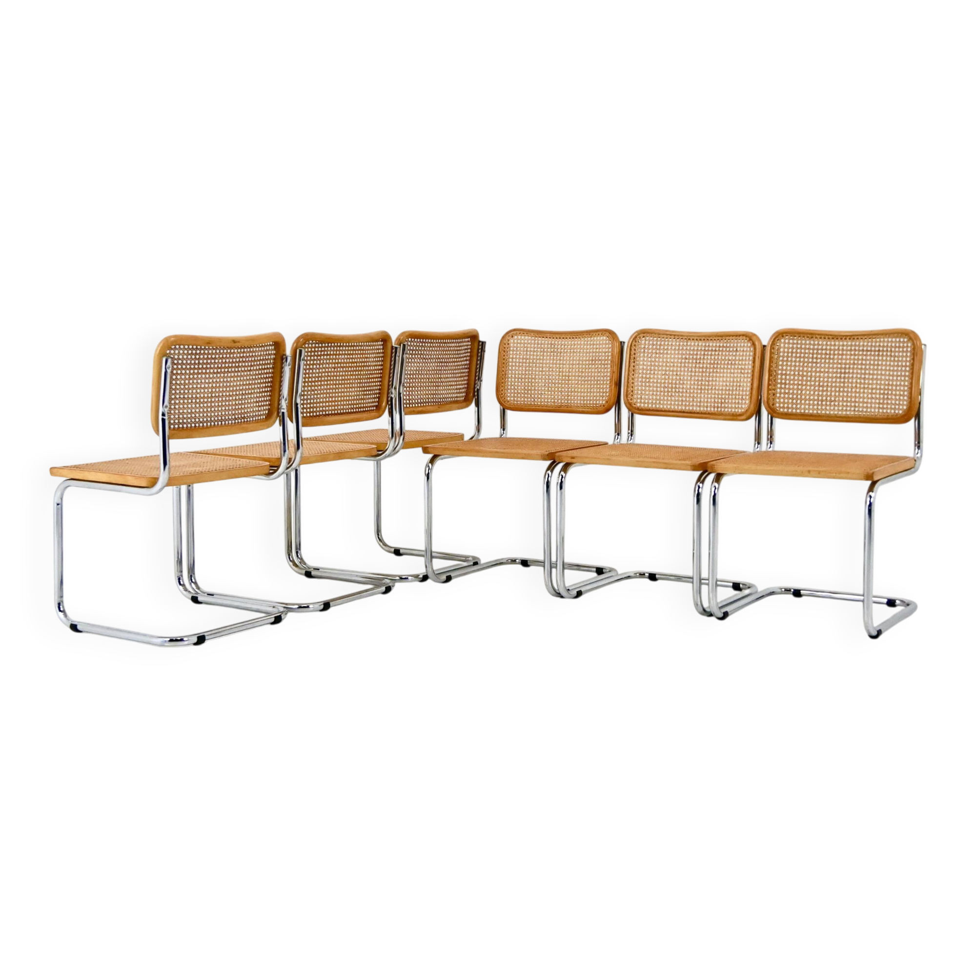 Set of 6 B32 model dining chairs by Marcel Breuer.