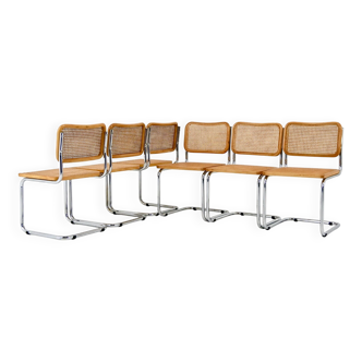 Set of 6 B32 model dining chairs by Marcel Breuer.