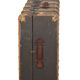 Trunk with wood, brass lock, khaki green coated canvas, circa 1930