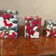 Vintage metal boxes cherry pattern
