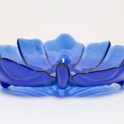 Decorative deep blue glass leaf plate, Italy, 1960s.
