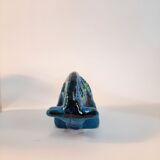 Vintage bull statue, Aldo Londi for Bitossi, Rimini blue series