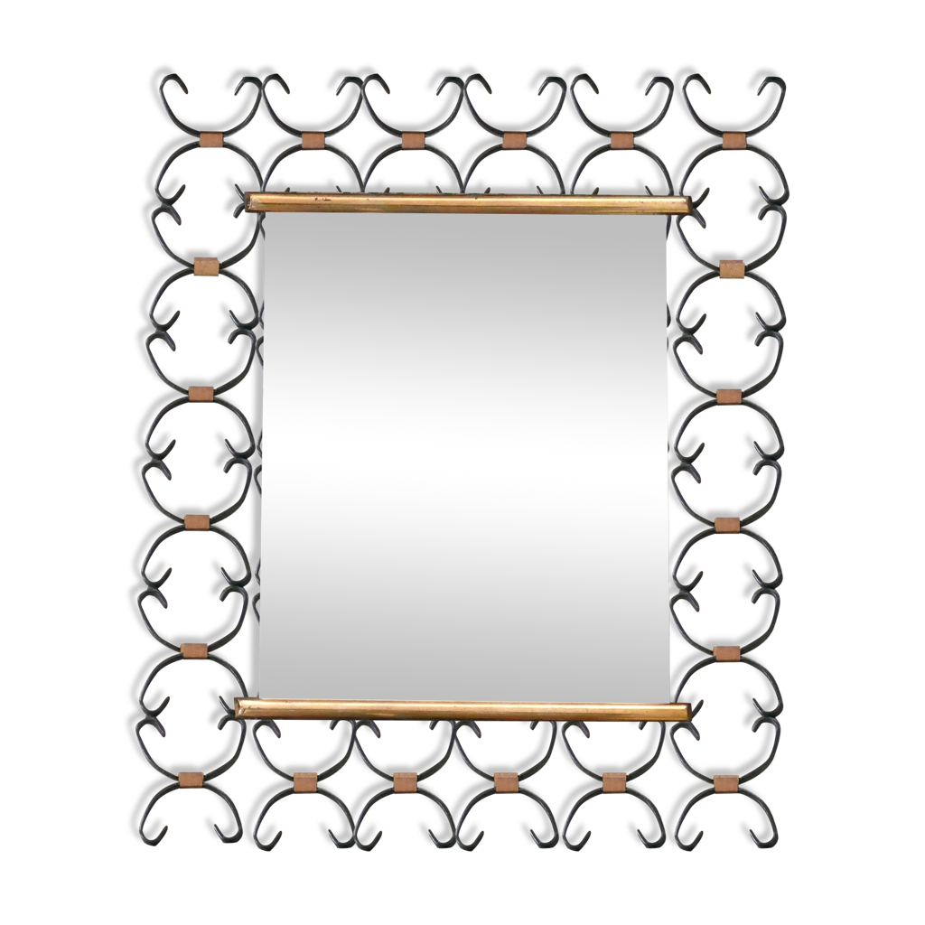 miroir-en-m-tal-noir-et-laiton-ann-es-50-30-x-24-5-cm-selency