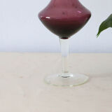 Vase in purple and transparent opaline, vintage