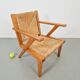 Chaises en bois brutalistes modernistes en paille, années 1940, ensemble de 3