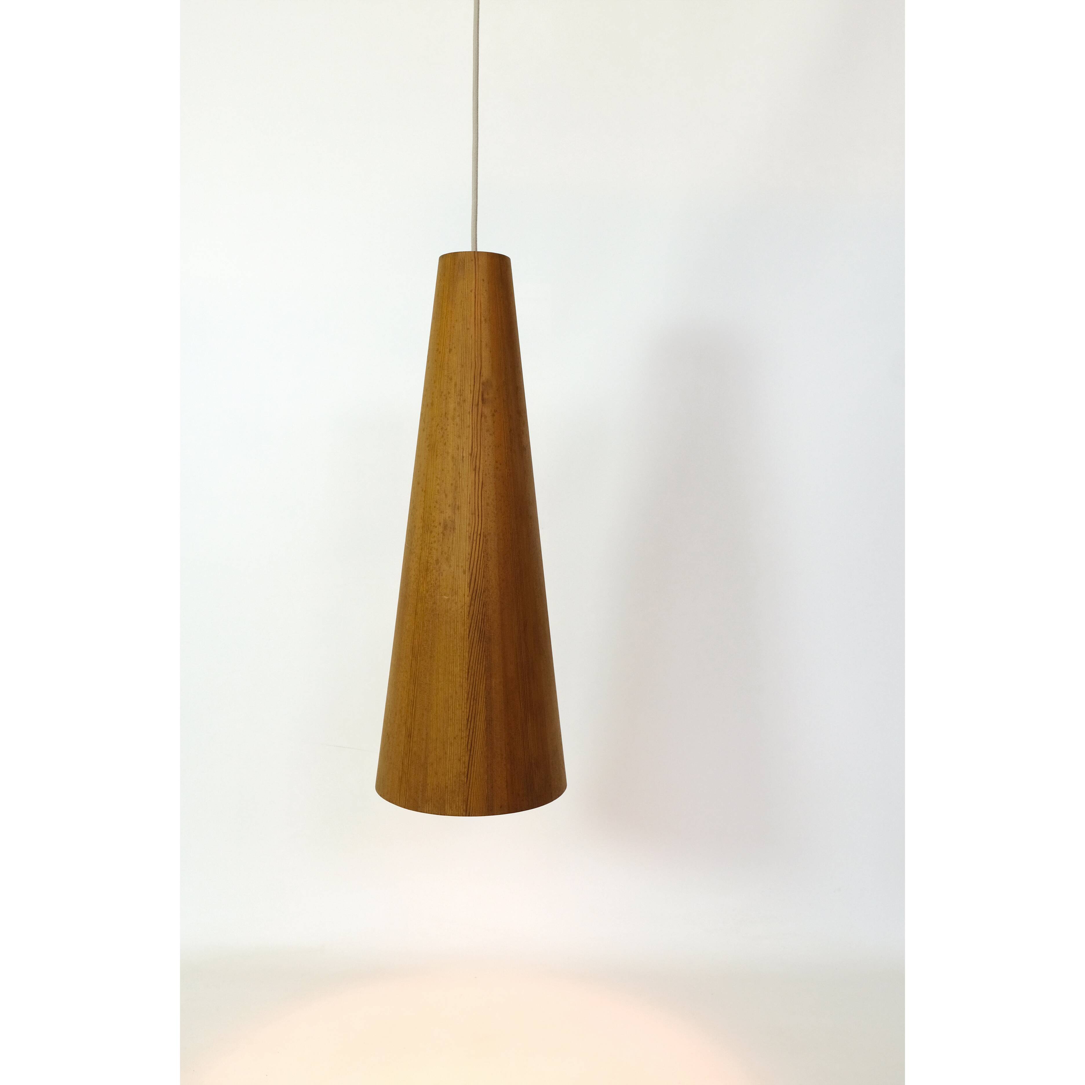 Jorgen Wolf, pine conical hanging lamp, 1960