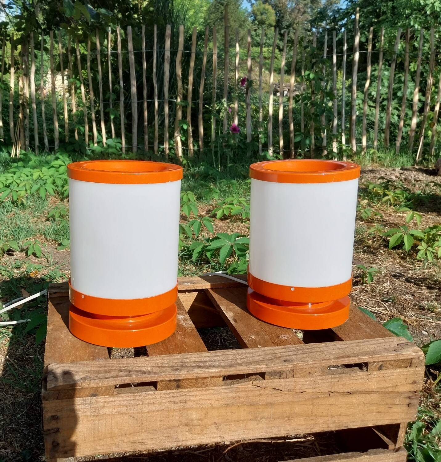 Paire de lampe orange années 70