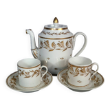 Antique coffee service: jug + 2 cups, old Paris porcelain, 19th century C657