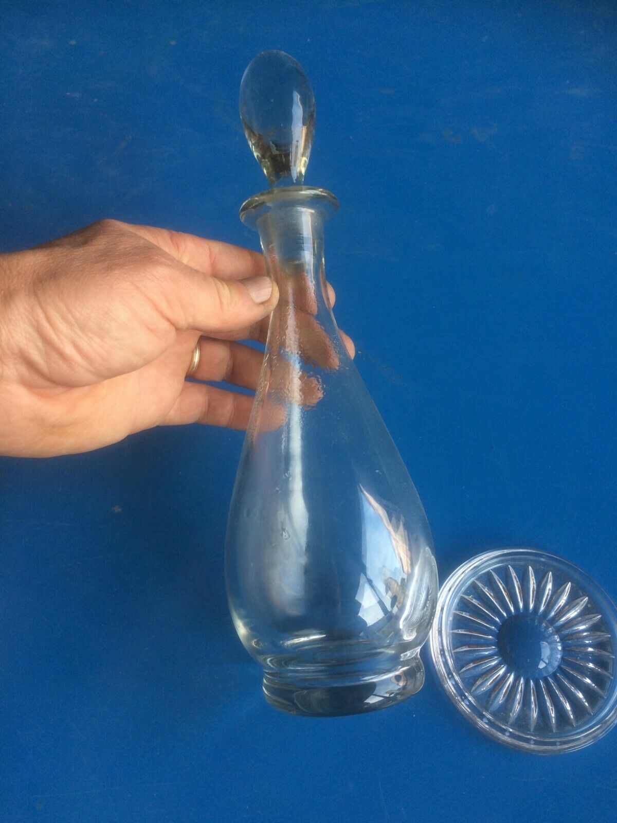 Glass carafe and holder holder bottle 19th