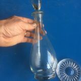 Carafe en verre et support porte bouteille XIXème