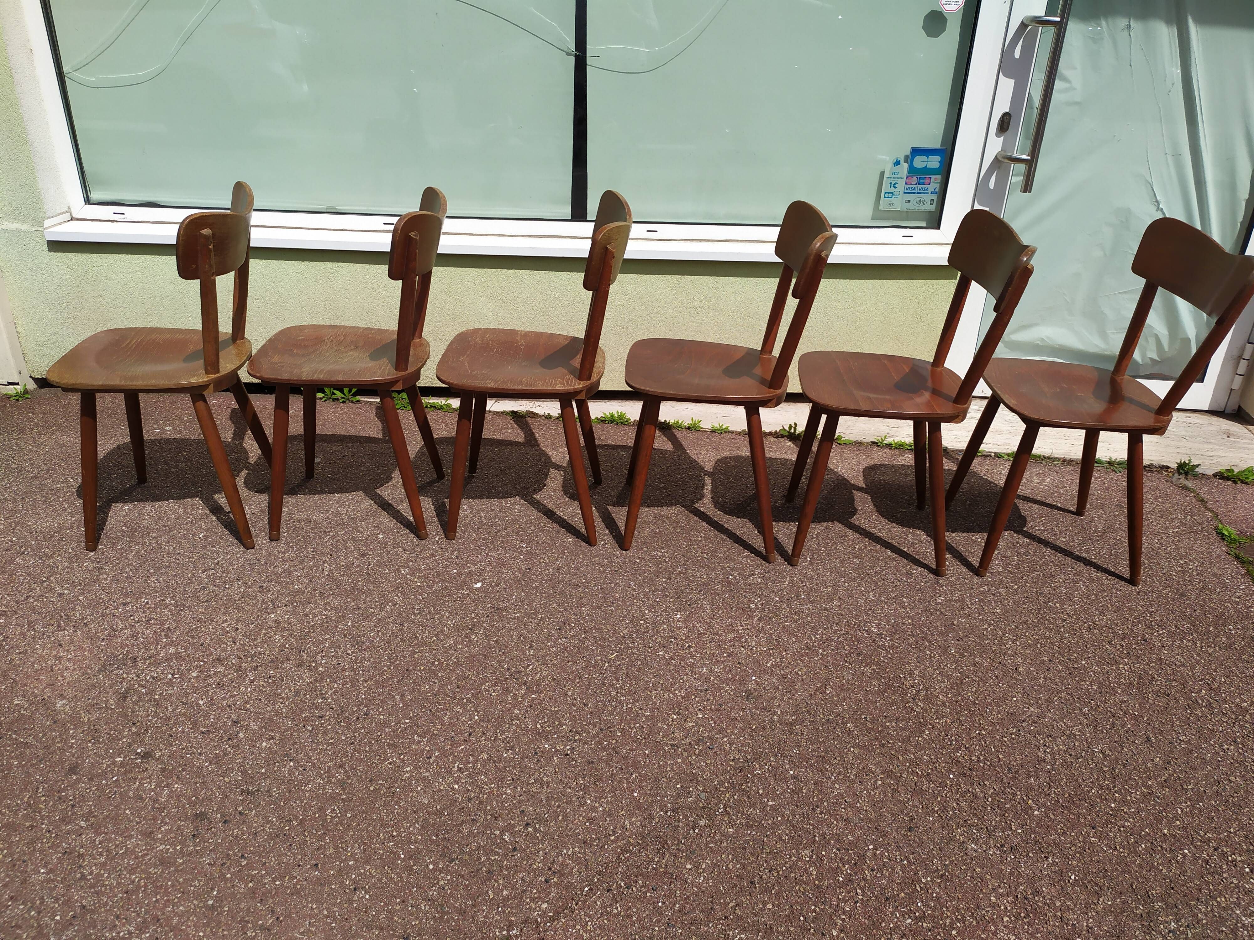 Lot of 6 wooden bistro chairw German