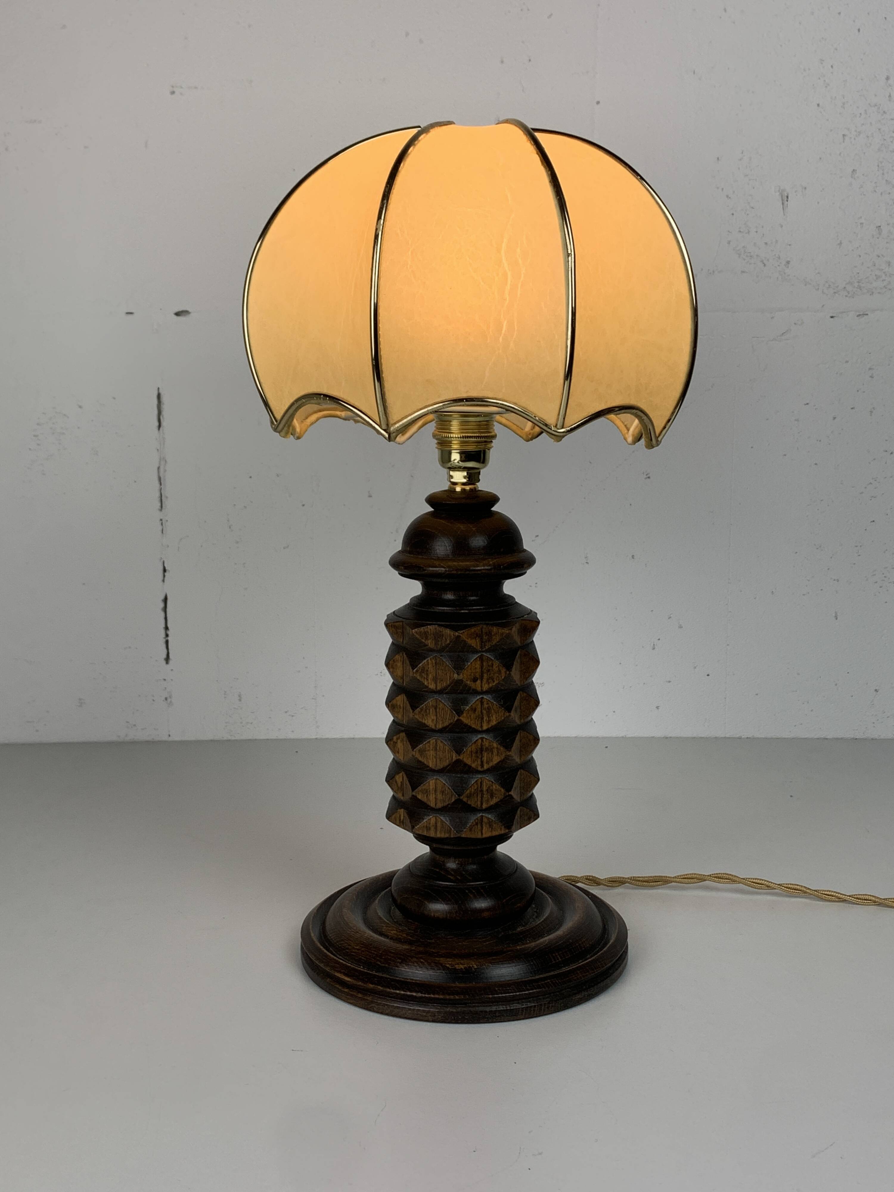 Wood Turned Mushroom Cocoon Table Lamp in the style of Charles Dudouyt