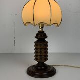 Wood Turned Mushroom Cocoon Table Lamp in the style of Charles Dudouyt