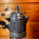 Beautiful moulded glass carafe jug, silver-plated mount, vintage.