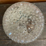 Old Ceiling Light Wall Fixture Moulded Glass + White Metal Support Years