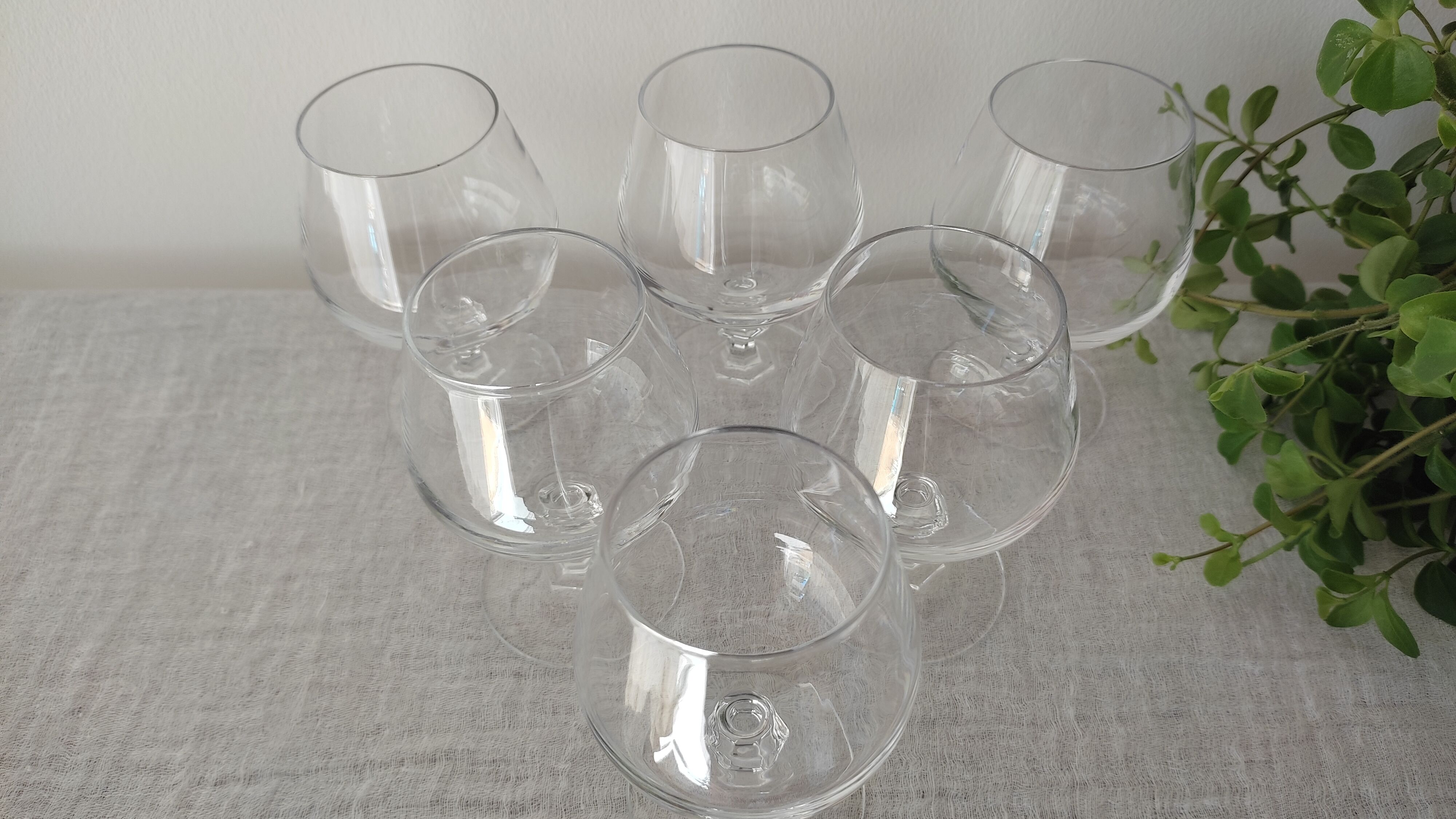 Cognac glasses in vintage arque crystal octagonal foot