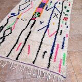 Handmade Berber wool rug: Moroccan Azilal style, colorful pattern