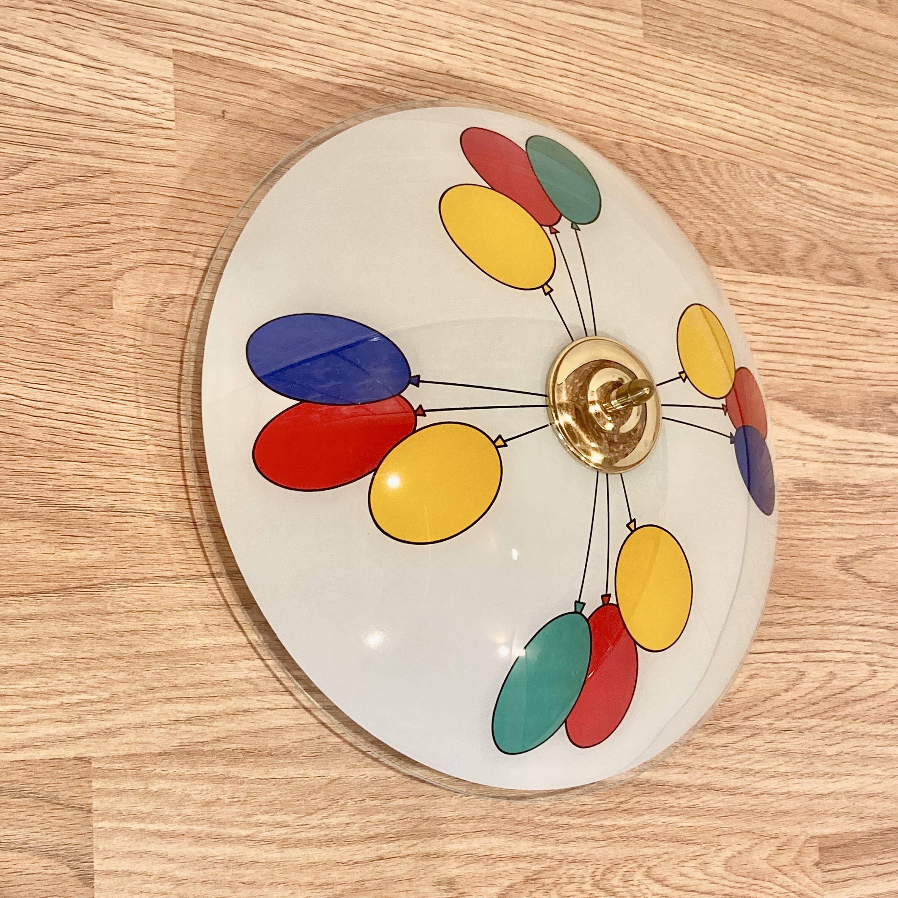 LARGE GLASS WALL LIGHT SCANDINAVIAN DESIGN 1950.