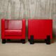 Poltrona Frau - Pair of armchairs in red leather and black beech - 2006 - IT.