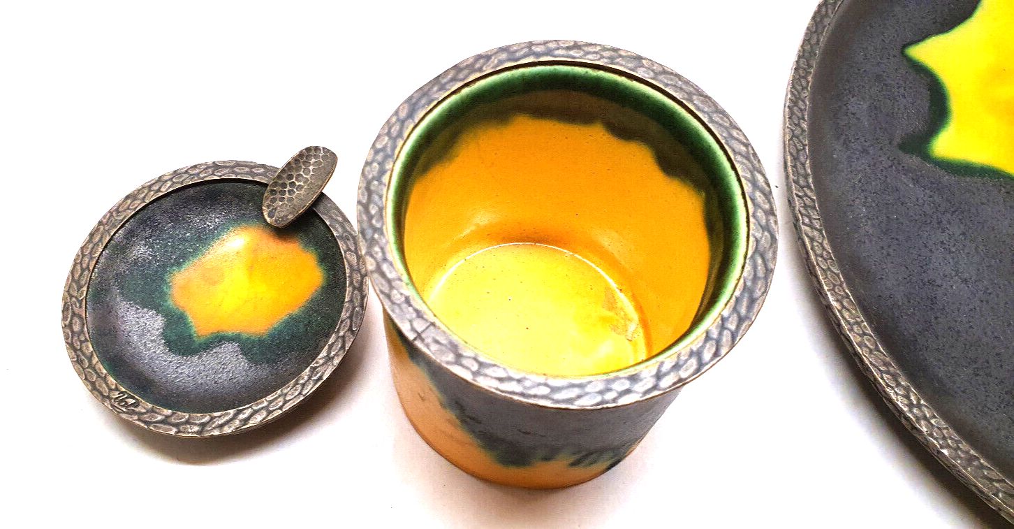 Former smoking tobacco service of Louis Dage 6 pieces art deco collection