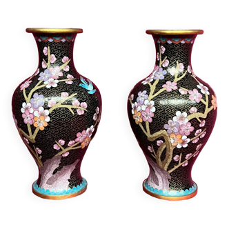 Pair of cloisonné vases.