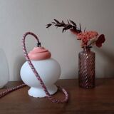 opal white reading lamp, coloured cord, vintage upcycled