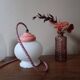 opal white reading lamp, coloured cord, vintage upcycled
