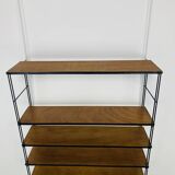 60s wall-mounted string shelf, wood and metal