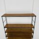 60s wall-mounted string shelf, wood and metal