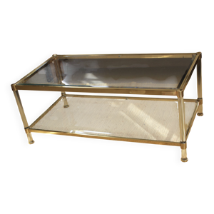 Table basse laiton, verre - lucite