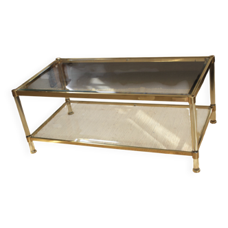 Brass, glass & lucite coffee table