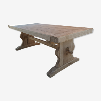 Solid oak monastery table with two extensions