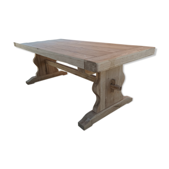 Solid oak monastery table with two extensions