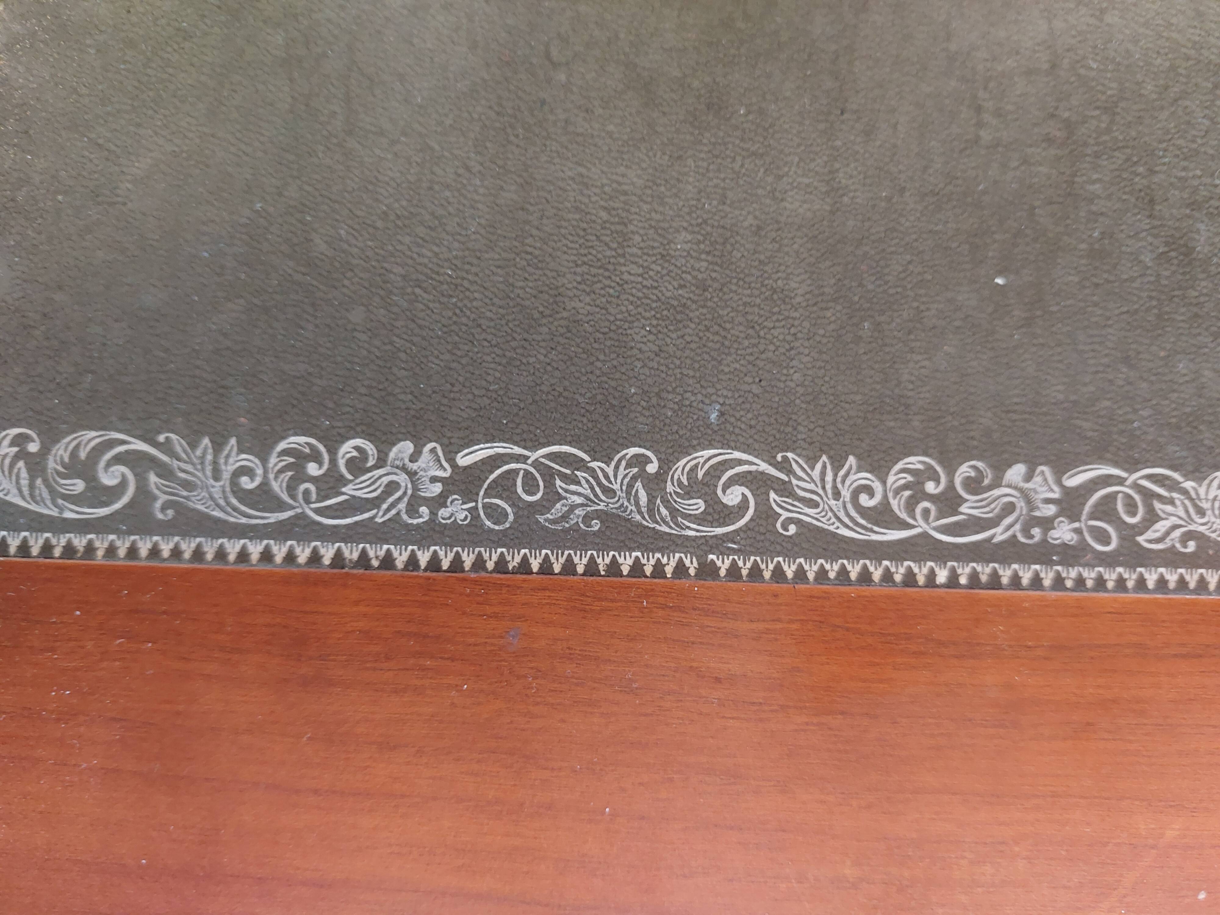 Wooden desk, leather top, extensions