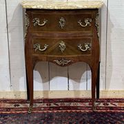 Late 19th-century Louis XV commode in oak, rosewood, and marble top