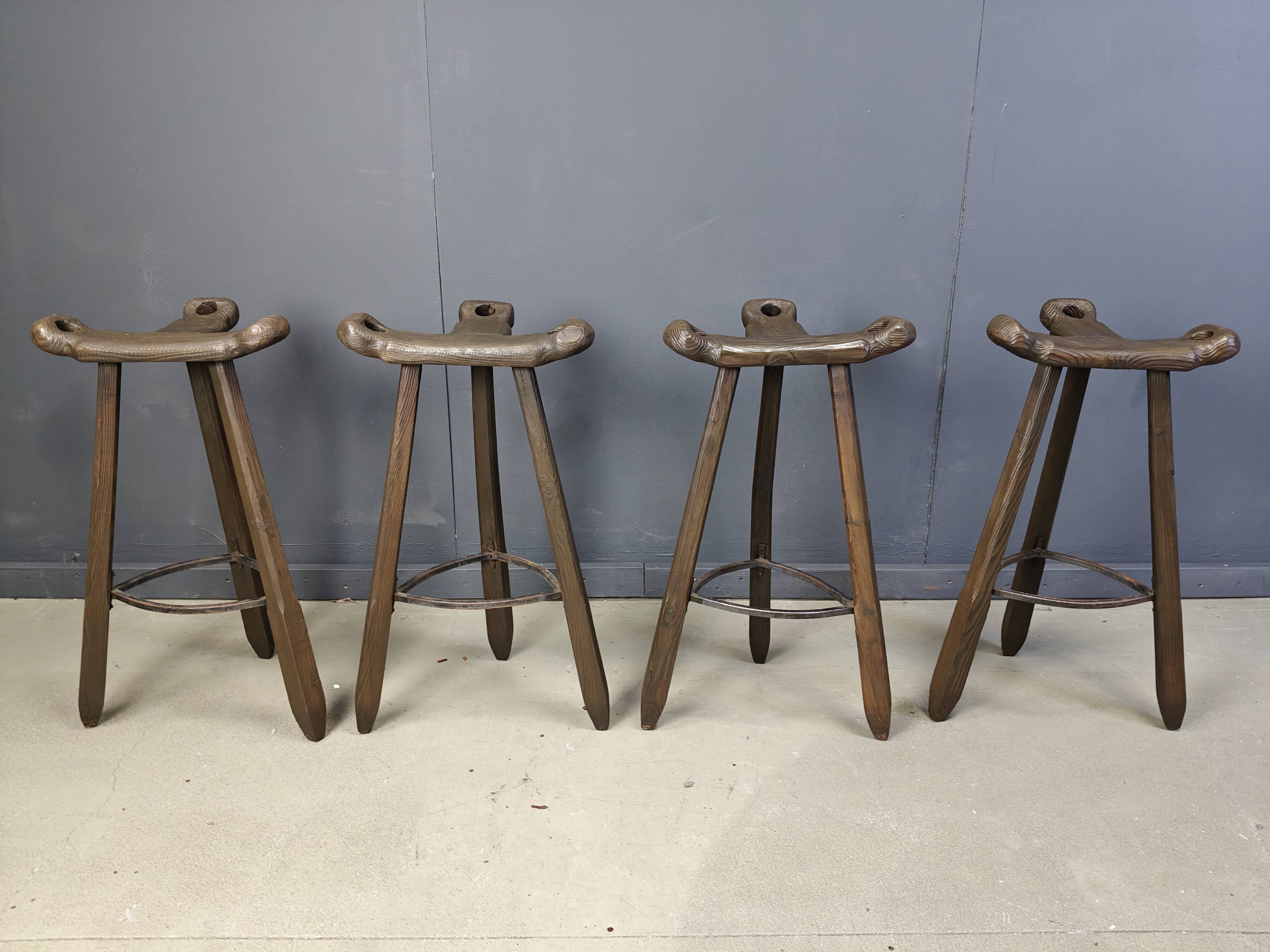 Mid century brutalist bar stools - set of 4, 1960s