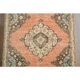 Tapis couloir vintage turc Oushak fait main en laine et coton orange des années 1970 112x402