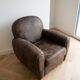 Vintage retro brown fabric club chair