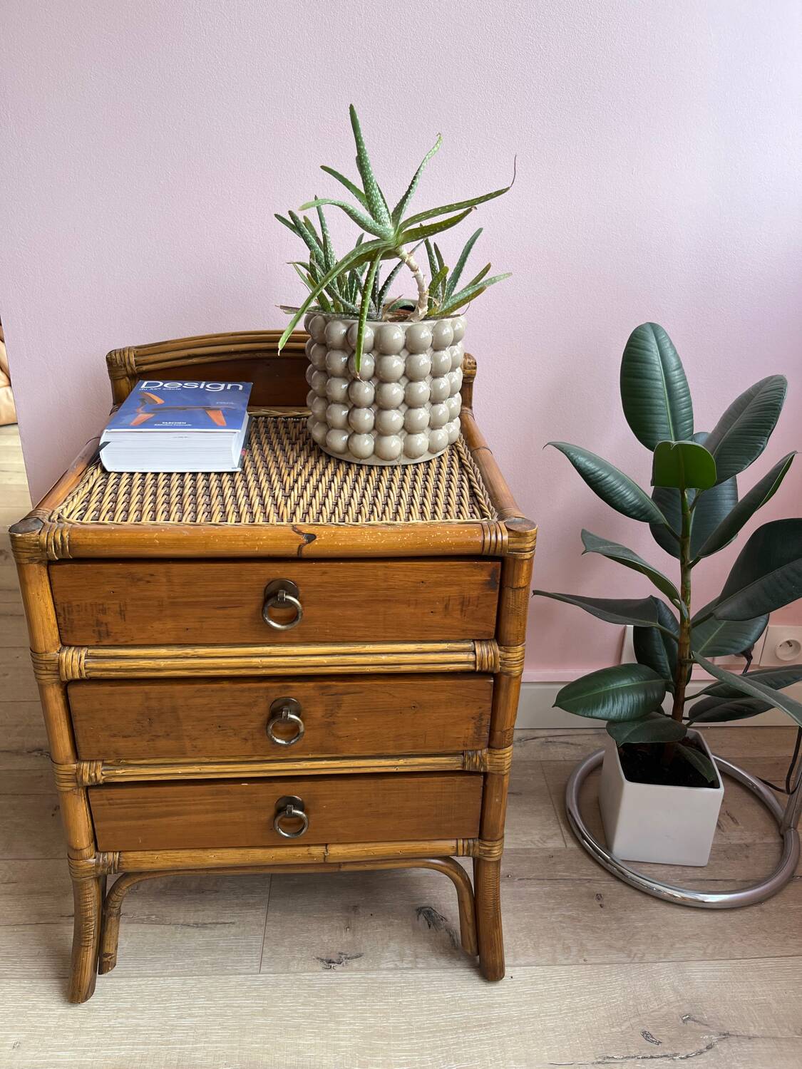 Wicker rattan chest of drawers