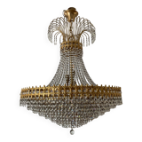 Brass chandelier and crystal tassel waterfall