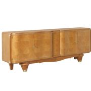 Dining room suite in sycamore, French Art Deco in the style of André Arbus, circa 1940.